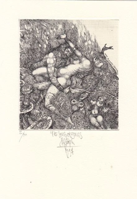 Exlibris Bookplate Radierung Harry Jürgens 1949 Aktpaar Hummer
