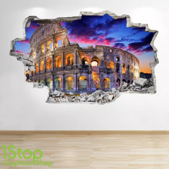 Rome Wall Sticker 3D Look - Bedroom Lounge Colosseum City  Wall Decal Z18