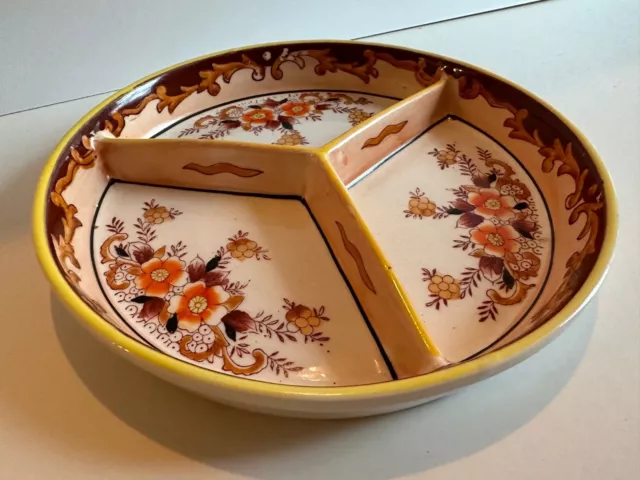 VTG 1920’s Moriyama Mori-Machi Japan Hand Painted Tri-Section Divided Dish