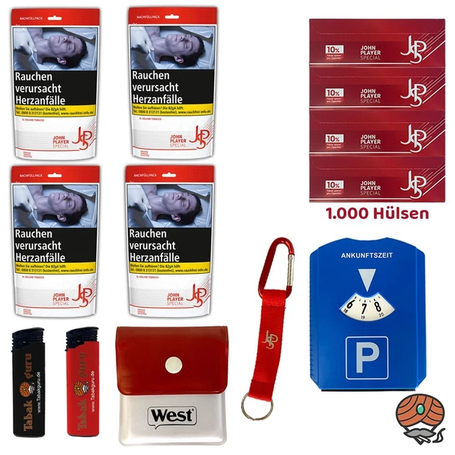 8 Pack John Player Special (JPS) Rot Extra Hülsen à 250 Stück