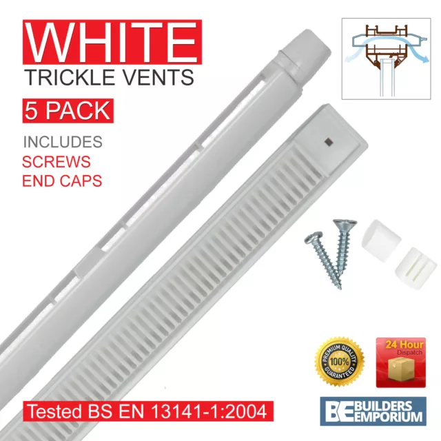 White 5 x AirAway Trickle Slot Vents 410mm Ventilation UPVC & Timber Windows