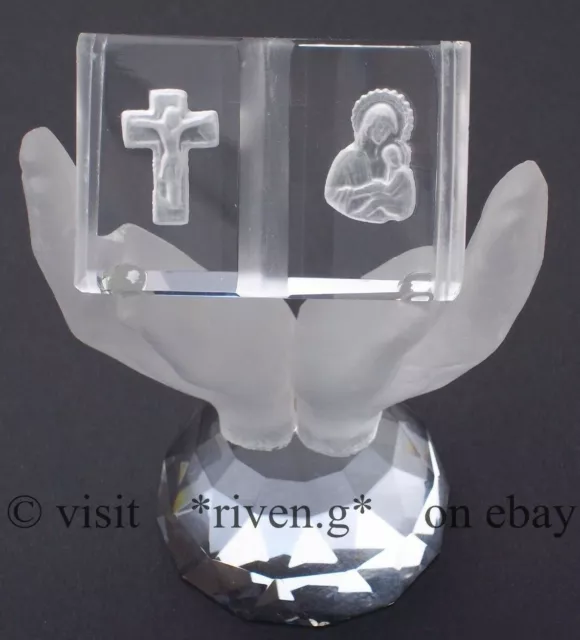 JESUS & MARY PLAQUE@AUSTRIAN CRYSTAL Diamond Cut RELIGIOUS@CRUCIFIX HANDS BIBLE