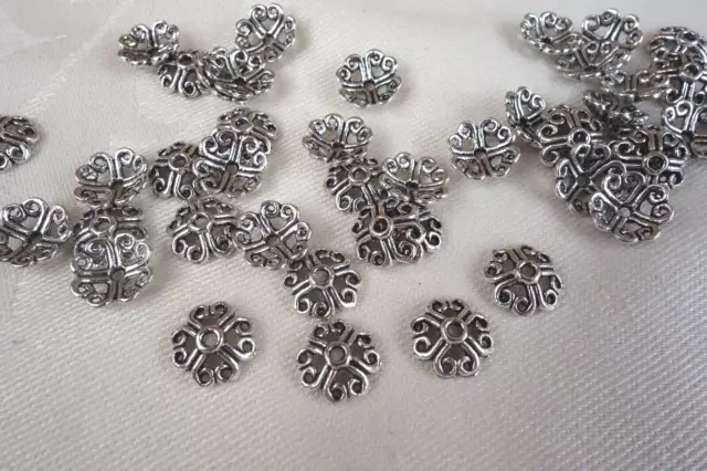50 Silver Coloured 10mm x 4mm Celtic Style Bead Caps #bc3408 Aust Seller