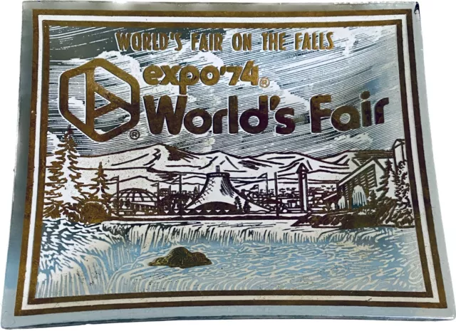 World’s Fair Expo ‘74 Glass Ashtray Vintage White Gold Trim Spokane Washington