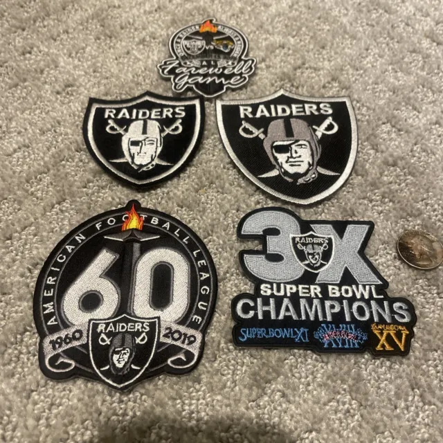 Raiders Lot Of 5 Patches Farewell Game 60th Super Bowl