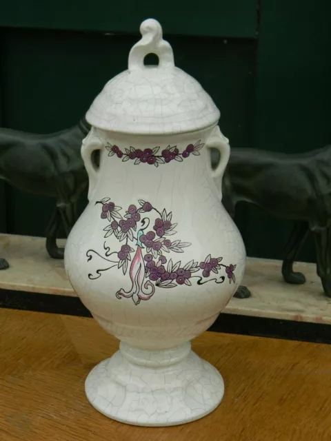 Urne Pot Couvert en Emaux de Longwy Saint Jean l'aigle