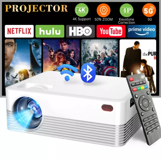 180 ANSI 5G WiFi Bluetooth Android LED Projector 4K 1080P Home Movie Projector