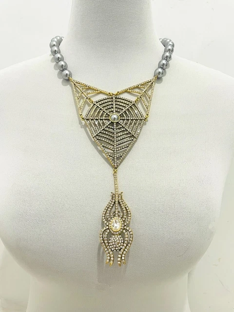 HEIDI DAUS "Sticky Fingers" Beaded Crystal Spider Drop Necklace