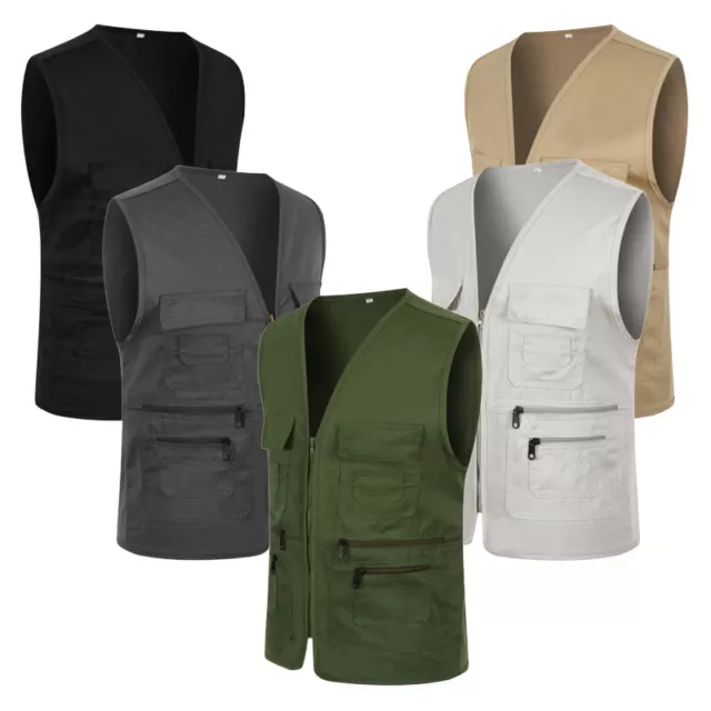 Mens Multi-Pocket Outdoor Vest Fishing Hiking Photography Waistcoat JacketTO)>G