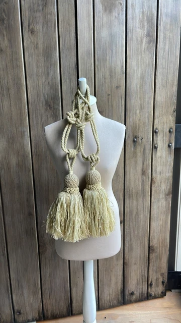 Pair Gold Tassel Curtain Tieback Fringe Tie Hanging Rope Holder Decoration