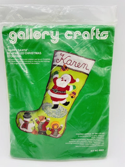 Nuevo Gallery Crafts 8003 Happy Santa Be-Jeweled Navidad Fieltro Kit de Medias 1978