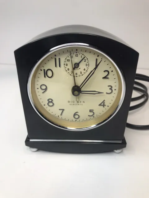 Vintage 1931 Westclox Big Ben Electric Clock - Black Bakelite Model 820
