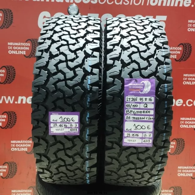 2x 265 75 R16 123/120Q BFGoodrich All-Terrain T/A Ko M+S 8.3/8.3mm Ref :