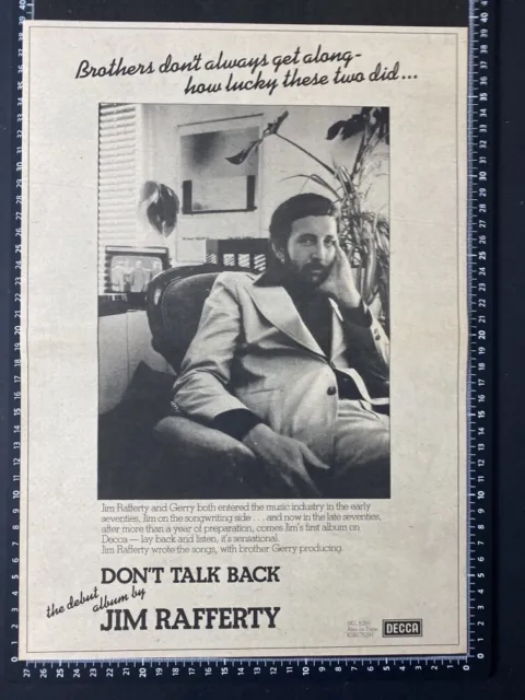 Jim Rafferty - Don't Talk Back - 1978 Advert Poster A3 Size L107