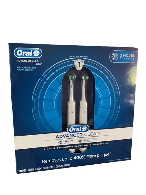 Cepillo de dientes eléctrico recargable limpio avanzado BRAUN Oral-B (paquete de 2) ¡Nuevo!