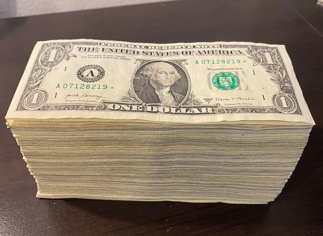 Lucky $1 One Dollar Bill (Star Notes) 1999 - 2017A Series - Lot of 630 Notes