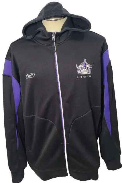 Reebok Center Ice Collection Los Angeles Kings Full Zip Black Hoodie Men XL Used