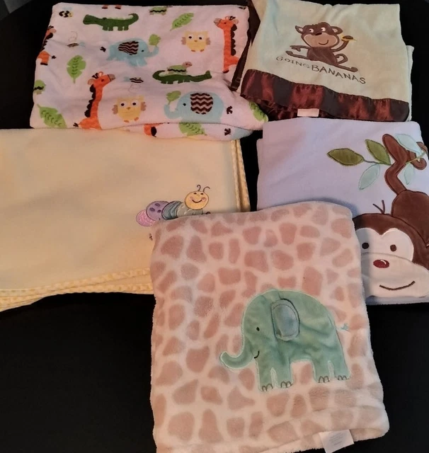 Lote de 5 mantas unisex para bebé de Carter's, Garaanimal y circo