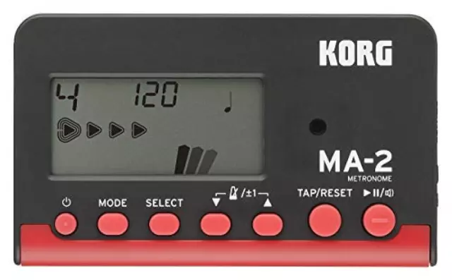 Korg MA-2 LCD Metronomo Digitale Compatto, Nero/Rosso - NUOVO