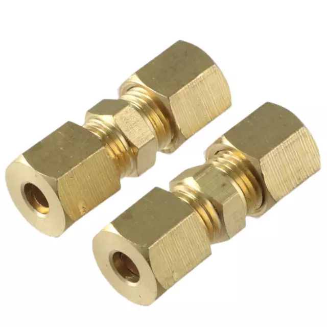 5Pcs 1/4" OD x 1/4" OD Compression Union Gold Union Connector  Copper, Fuel and