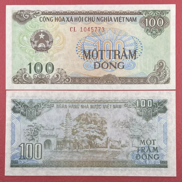 Viet Nam 100 Dong 1991 "Small Serial Digits" Pick# 105a UNC. #PL1681