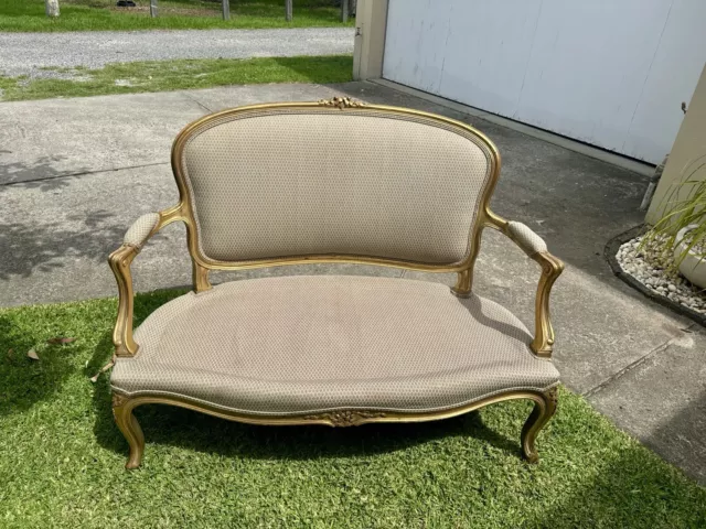 French Louis XVI Style Giltwood Settee