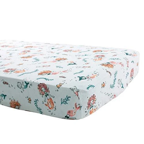 Bebe au Lait Oh So Soft Muslin Crib Sheet Mermaids