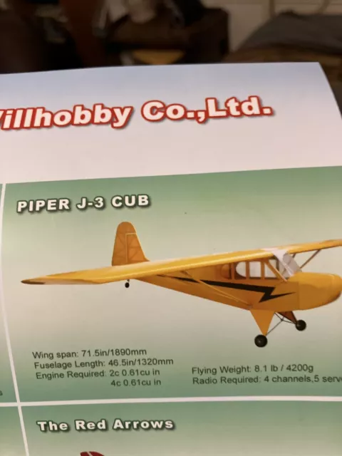 NOS Willhobby 71” Piper Cub ARF Balsa R/c Model airplane Untouched NOS Willhobby 71” Piper Cub ARF Balsa R/c Model airplane Untouched