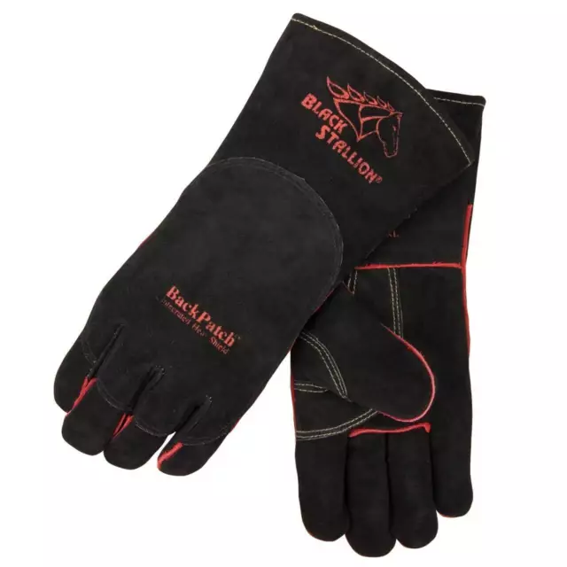 Black Stallion 360 Split Cowhide Stick Welding Glove with Heat Shield Large