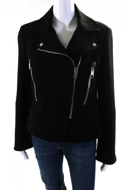 Balenciaga Womens Long Sleeve Front Zip Collared Jacket Black Size FR 42