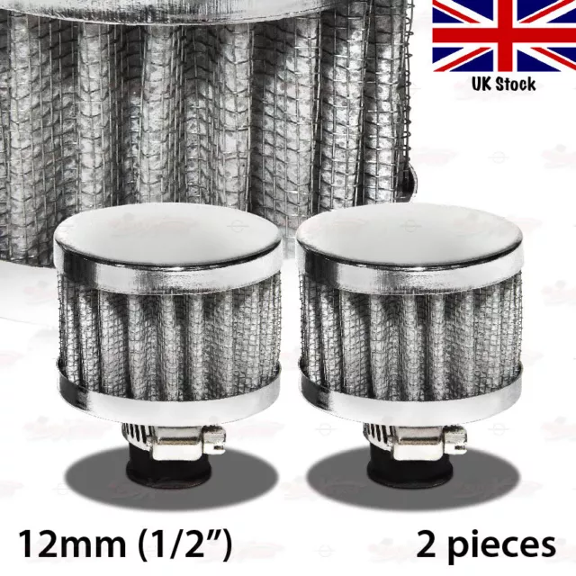 2 PCS 12mm Crankcase Vent Valve Mini Air Breather Filter Auto Motorcycle SILVER