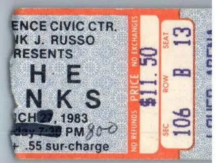 The Kinks Concert Ticket Stub May 29 1983 Providence Rhode Island