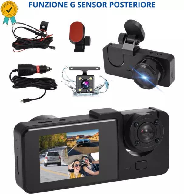 Dashcam anteriore posteriore videocamera per auto telecamera sicurezza 1080P