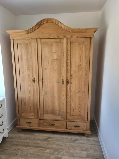 Antique French three door armoire wardrobe with hanging space/shelves/drawers