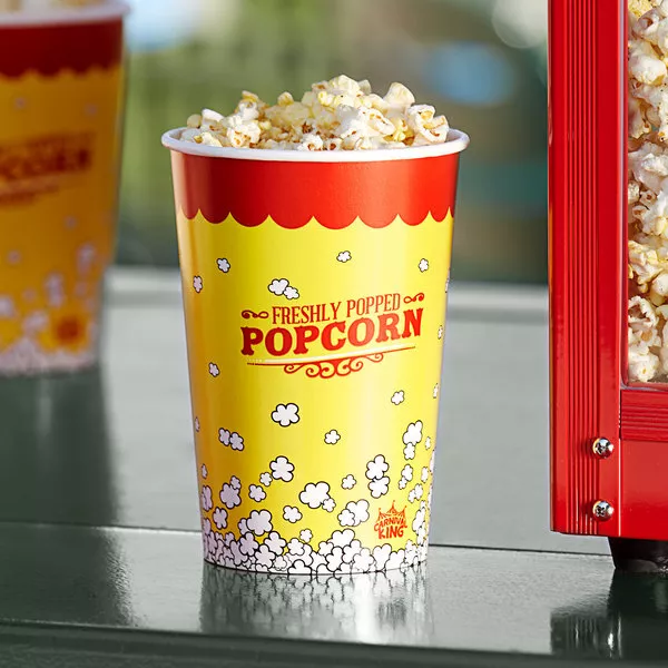 Popcorn Cup 500 PIECES Paper Watch Movie Theater Concession Yellow 46 oz. Cupcs