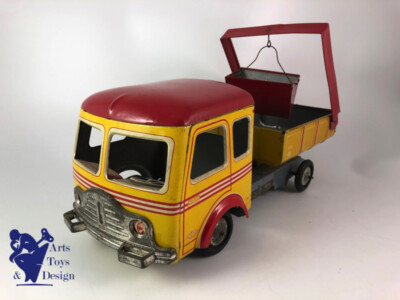 JOUET ANCIEN CR CAMION TOLE SIMCA CARGO BENNE BASCULANTE