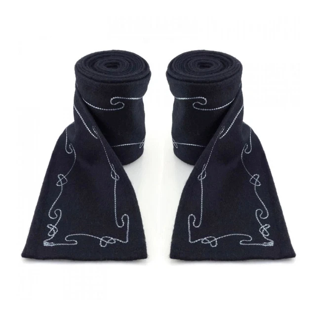 Vichingo Woll-Wadenwickel Haldor Nero Ricamato Vikings Costume per Larp