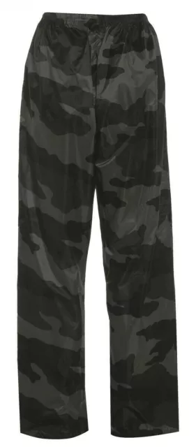 GENTS WATERPROOF WINDPROOF BLACK CAMO TROUSERS Mens sizes hunting hiking bottoms