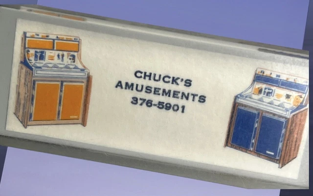 Chuck's AMUSEMENTS JUKEBOX PINBALL Arcade Vintage ADVERTISING Old Letter Opener