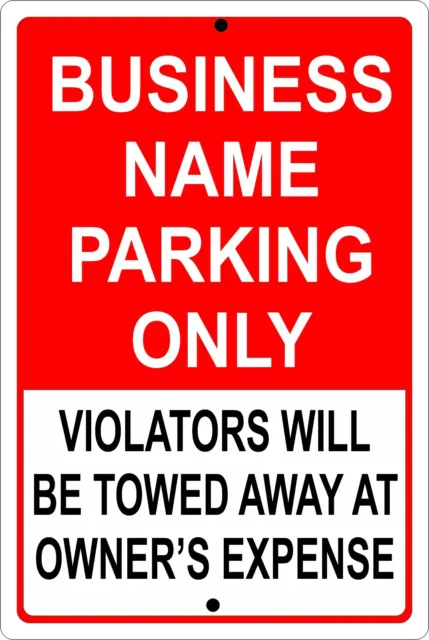 Personalized Business Parking Sign Aluminum No Rust Custom Metal Sign 8" X 12".