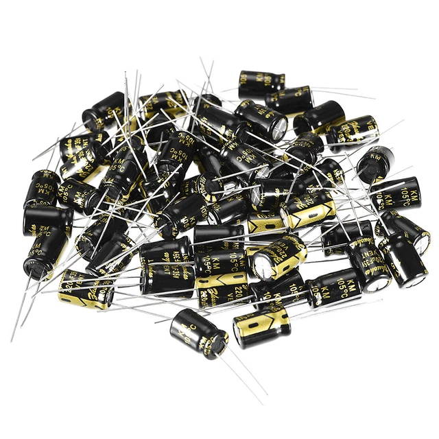 Radial Condensateur électrolytique 220uF 35V 105°C Vie 2000H 8x12mm Noir 60pc