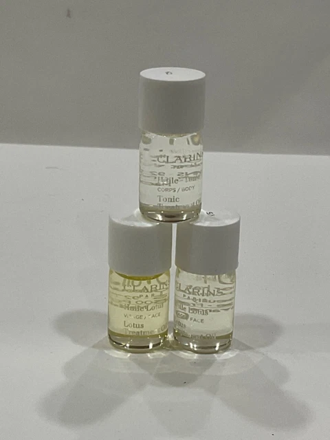 3 pc Clarins Paris 1 Huile Tonic Body Treatment Oil 2 huile lotus treatment 2ml