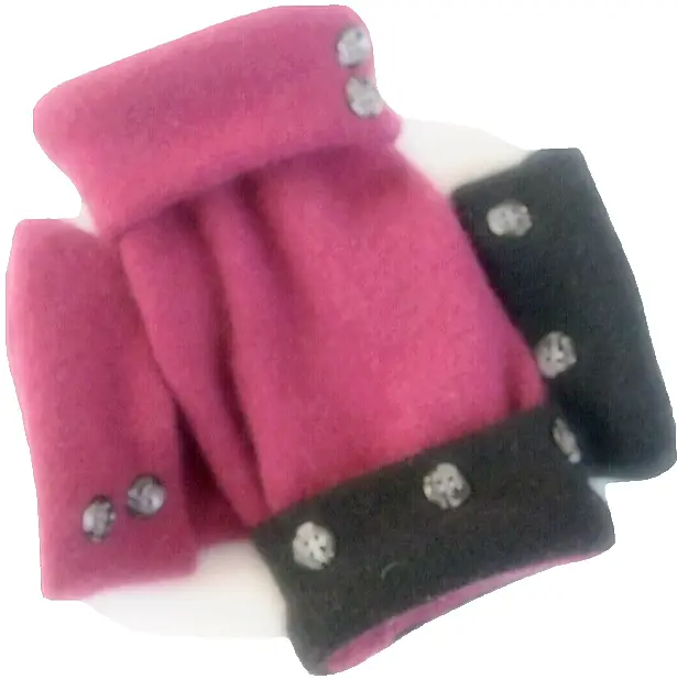 Fingerless Gloves Purple Black 100% Cashmere S M L Small Medium Large Os Mittens