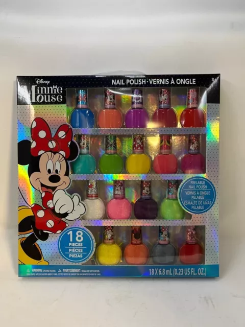Townley Girl Disney Minnie Mouse Peel-Off Nail Polish Set for Girls, 18 Pcs