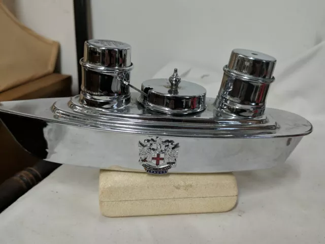 Art deco chrome boat/ship  condiment set