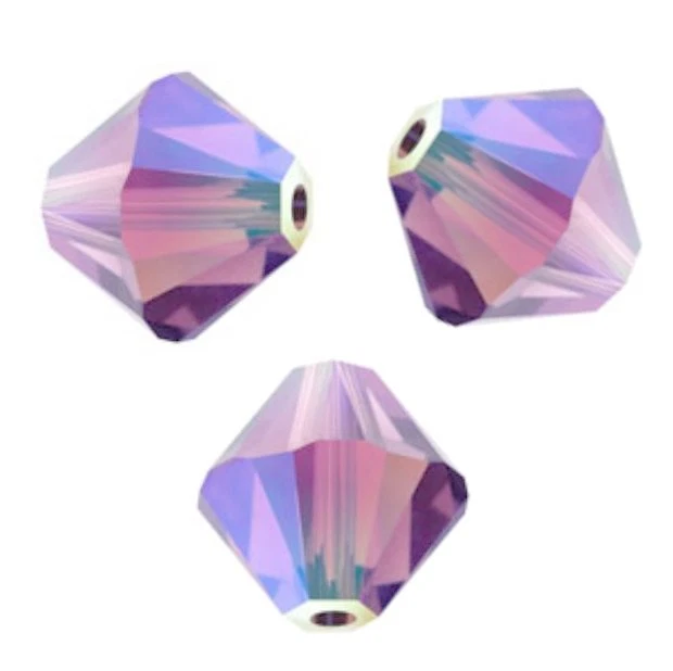25 Perles Toupies 4mm Cristal de Swarovski - LIGHT AMETHYST AB2X - 5328 XILION