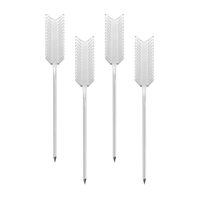 4.57" Metal Cocktail Toothpicks Arrow Shape Drink Pick Cocktail Skewer 4Pcs