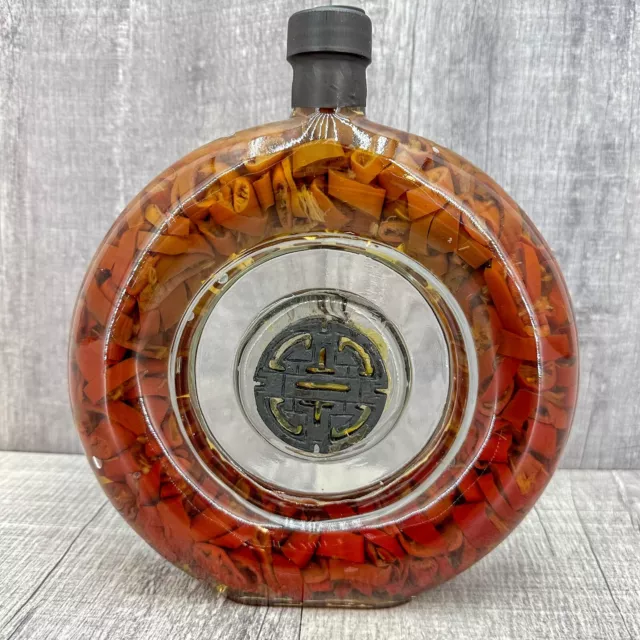 Vinegar Infused Chili Peppers Home Italian Decor Decorative Glass Bottle Sealed