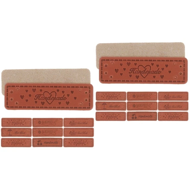 100 Pcs Leder Handgefertigte Geprägte Tags Handgemachte Tags-Schaltfläche Brown