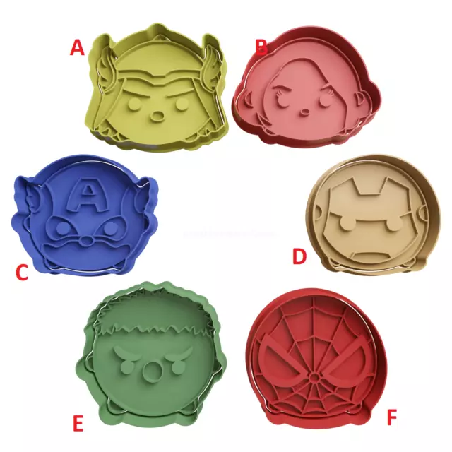 Set Avengers super eroi 6 Pezzi formine tagliabiscotti o PDZ cookie cutter 8cm